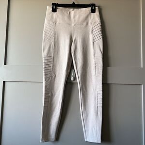 Athleta Delancey Texturized Moto Tight Leggings Women Medium Ankle Zip Grey